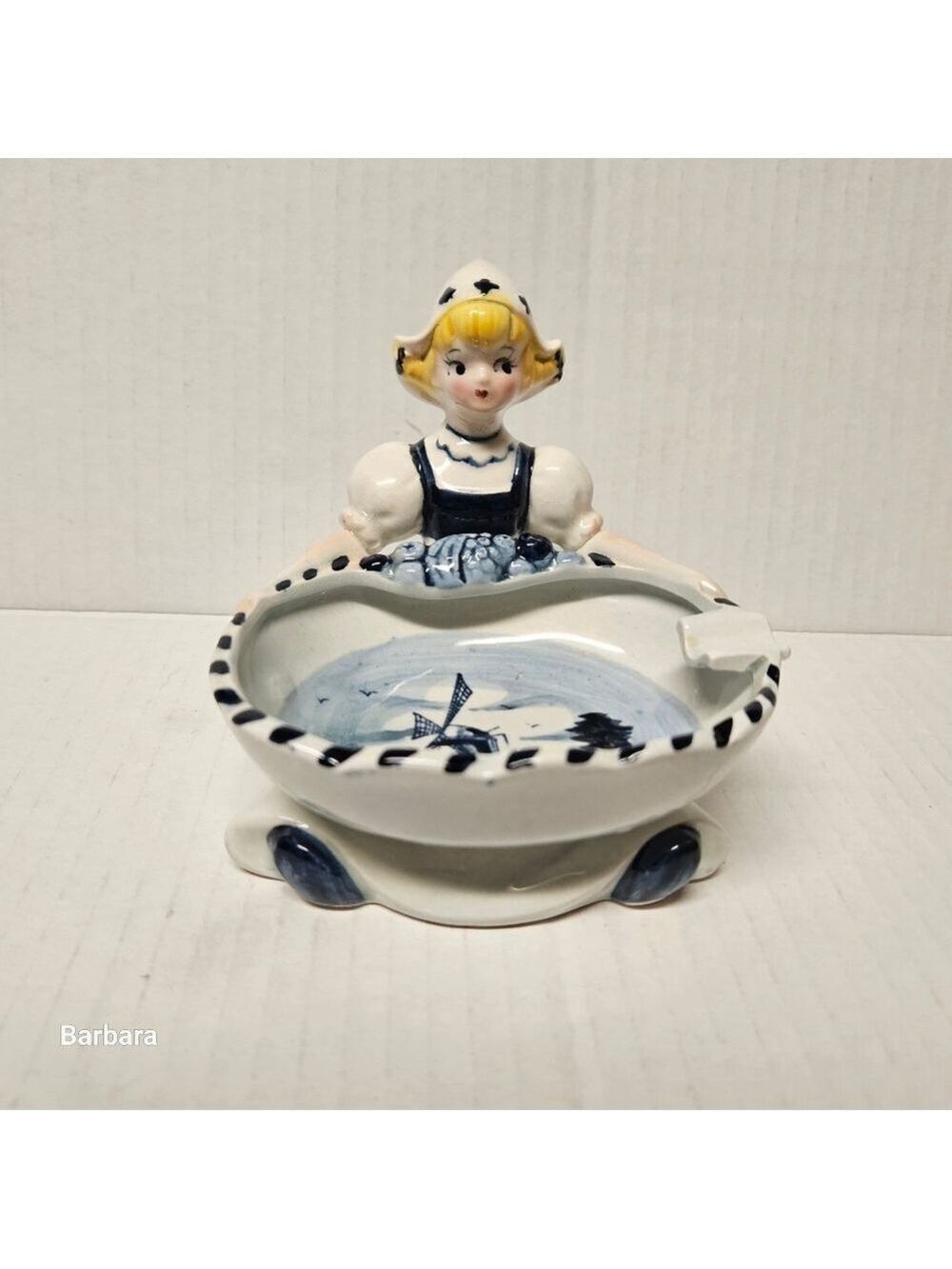 Vintage 50s/60s Japan Handpainted Dutch Girl Ashtray